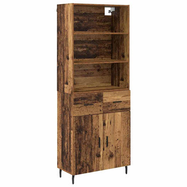 vidaXL Highboard Altholz 69,5 x 34 x 180 cm Engineered Wood und Glas