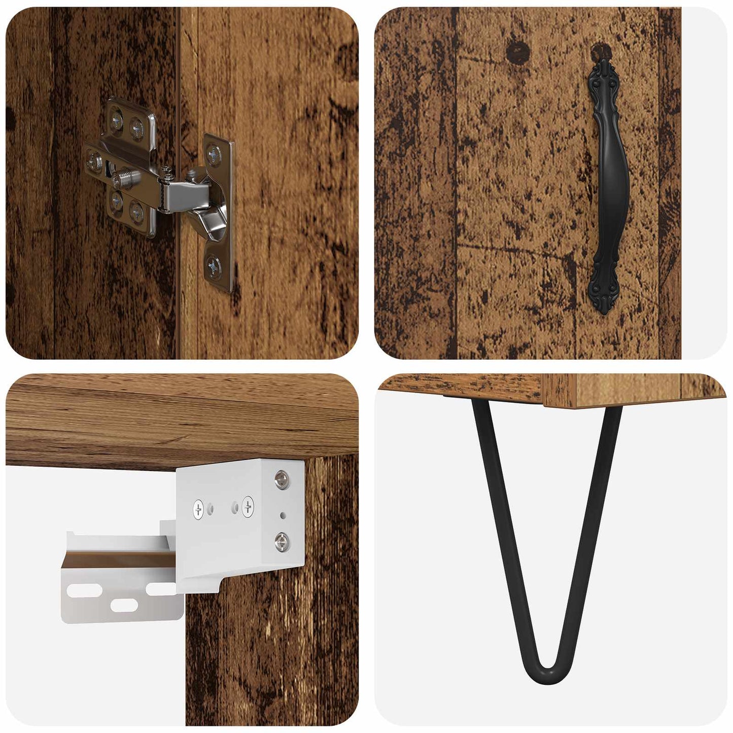 Highboard Altholz 69,5 x 34 x 180 cm Holzwerkstoff