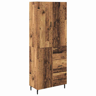 vidaXL Highboard avec tiroirs 2 pcs Bois de récupération Bois d'ingénierie et verre