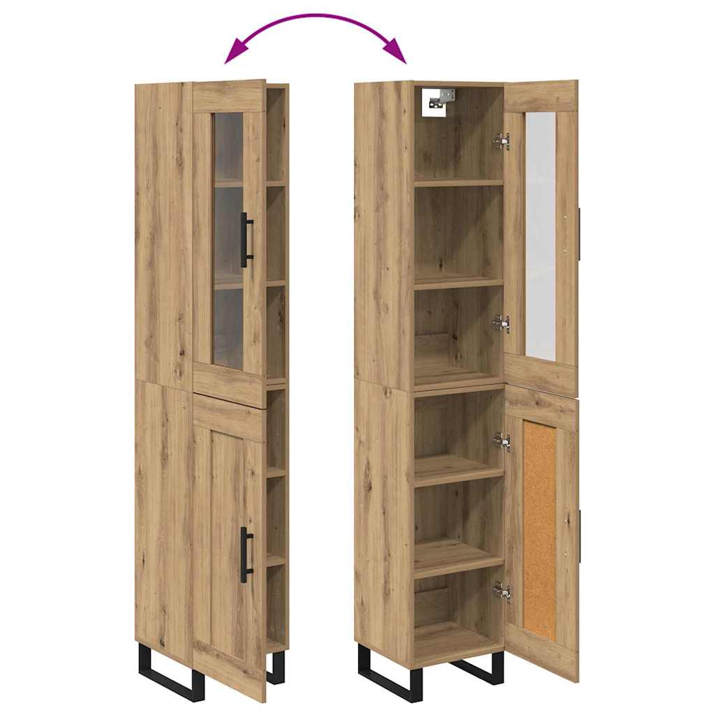 vidaXL Buffet haut chêne artisan 34,5 x 34 x 180 cm bois d'ingénierie