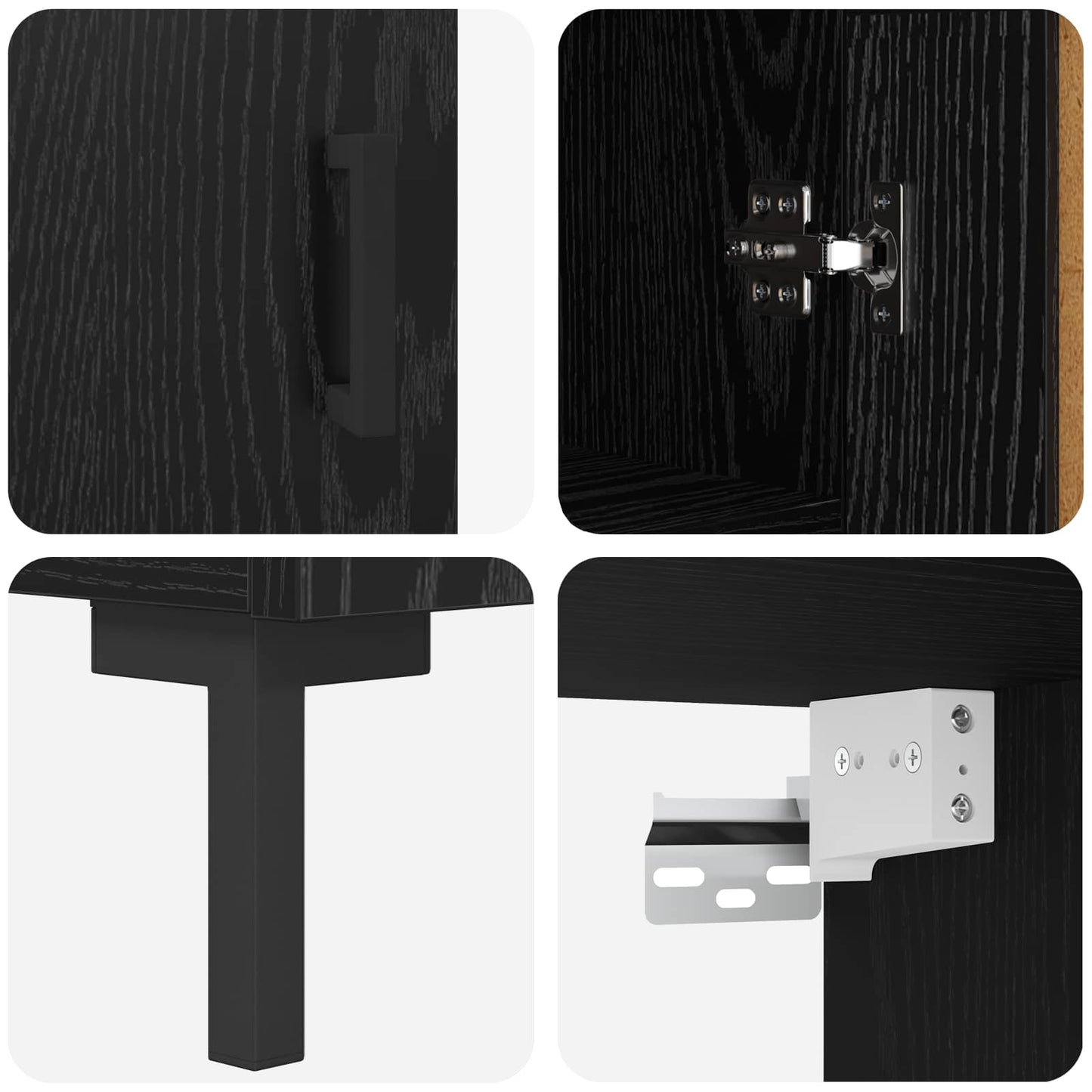 Highboard Schwarz Eichen-Optik 69,5 x 34 x 180 cm Holzwerkstoff