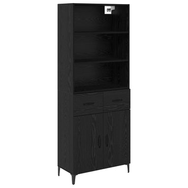 vidaXL Buffet haut noir aspect chêne 69,5 x 34 x 180 cm Bois d'ingénierie