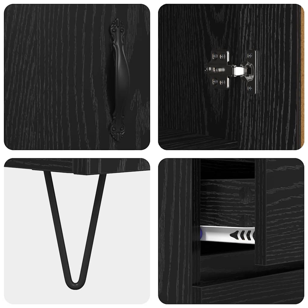 Highboard Schwarz Eichen-Optik 69,5 x 34 x 180 cm Holzwerkstoff