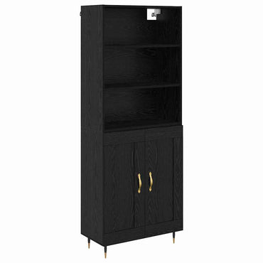 vidaXL Buffet haut noir aspect chêne 69,5 x 34 x 180 cm Bois d'ingénierie