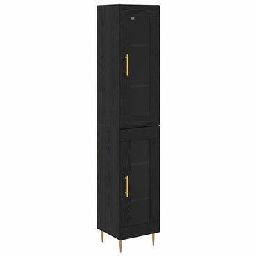 vidaXL Highboard 2 pcs Schwarz Eichen-Optik Glas