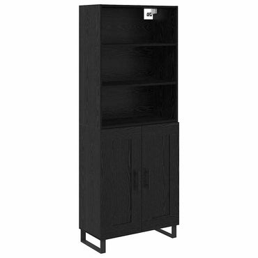 vidaXL Buffet haut noir aspect chêne 69,5 x 34 x 180 cm Bois d'ingénierie