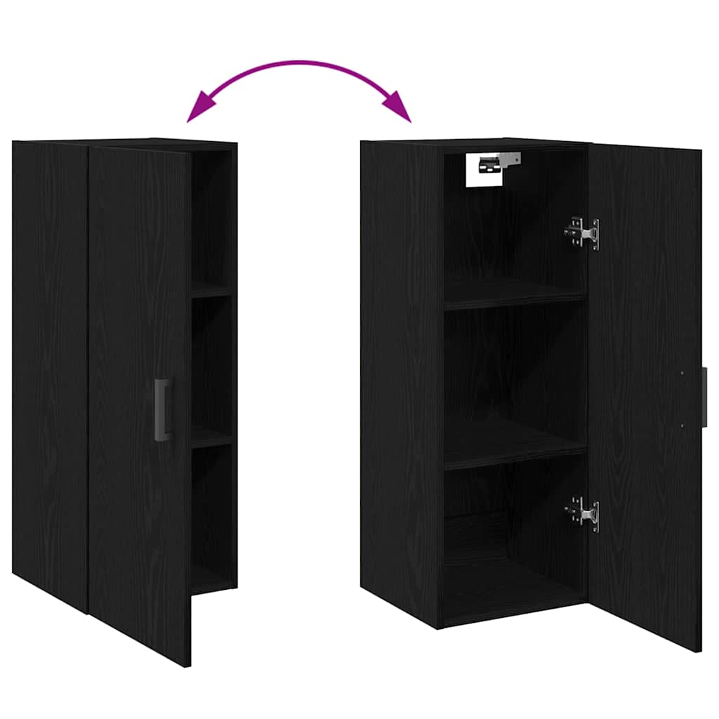vidaXL Highboard Schwarz Eichen-Optik 34,5 x 34 x 180 cm Holzwerkstoff