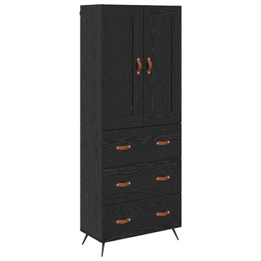 vidaXL Buffet haut noir aspect chêne 69,5 x 34 x 180 cm Bois d'ingénierie