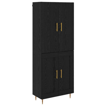 vidaXL Buffet haut noir aspect chêne 69,5 x 34 x 180 cm Bois d'ingénierie
