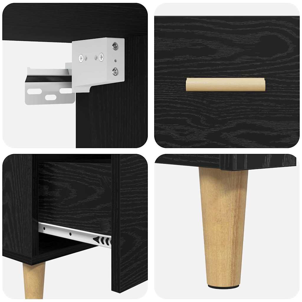 Highboard Schwarz Eichen-Optik 69,5 x 32,5 x 180 cm