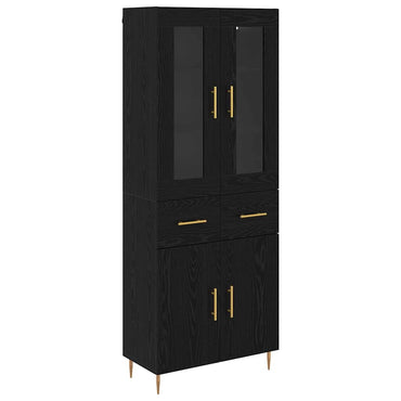 vidaXL Highboard 2 pcs Schwarz Eichen-Optik Holzwerkstoff