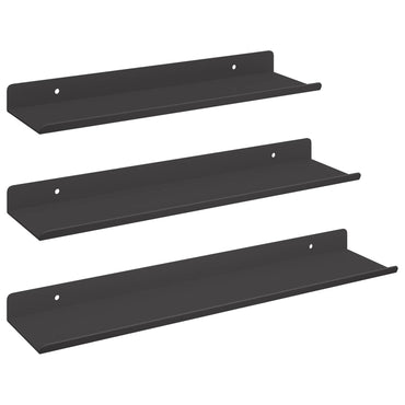 vidaXL Wandregal mit Regal Wandmontiert 3 pcs Schwarz 80 x 9 x 2.5 cm