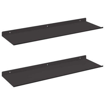 vidaXL Wandregal mit Regal Wandmontiert 2 pcs Schwarz 60 x 18 x 2,5 cm