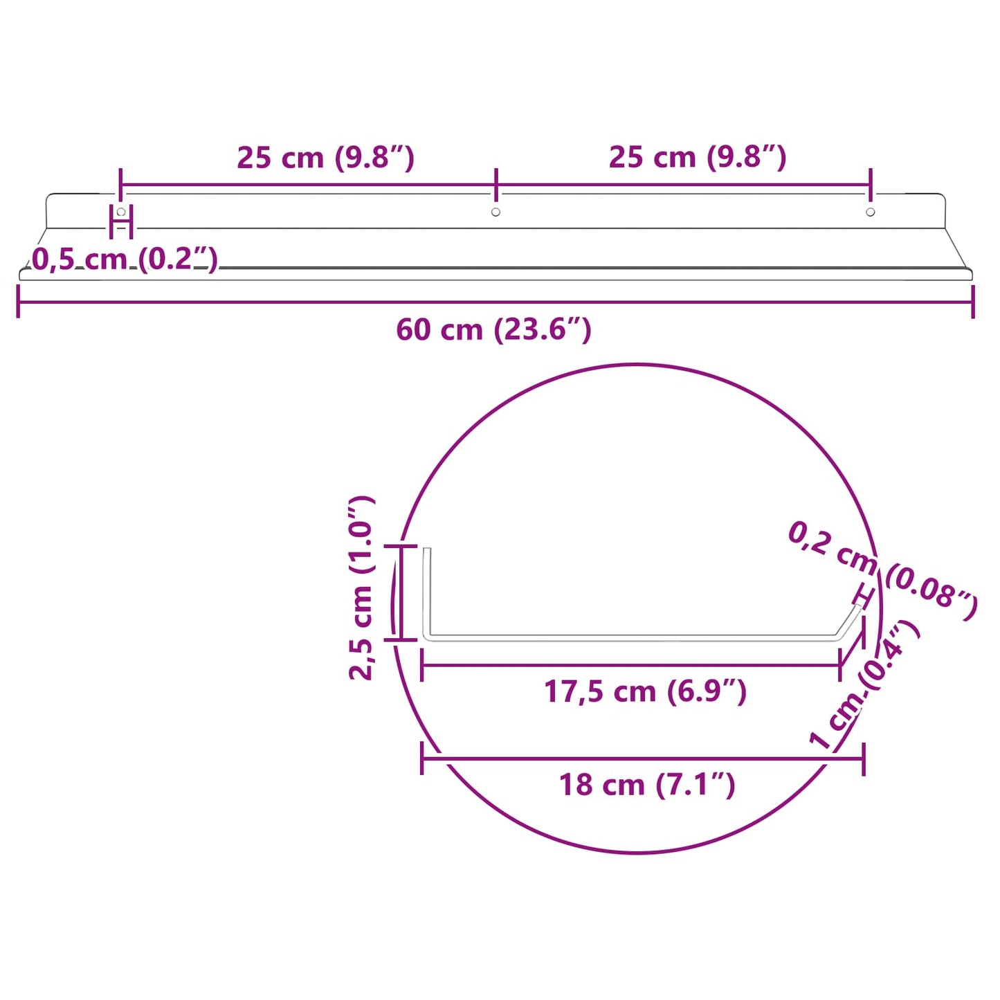 Schwebendes Regal 4 pcs Senfgelb 60 x 18 x 2,5 cm Stahl