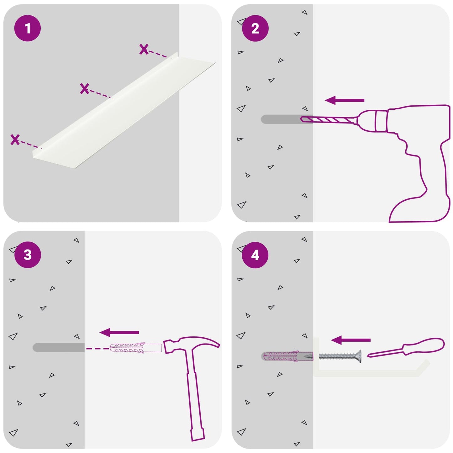 Schwebendes Regal 2 pcs Weiß 100 x 18 x 2,5 cm Stahl