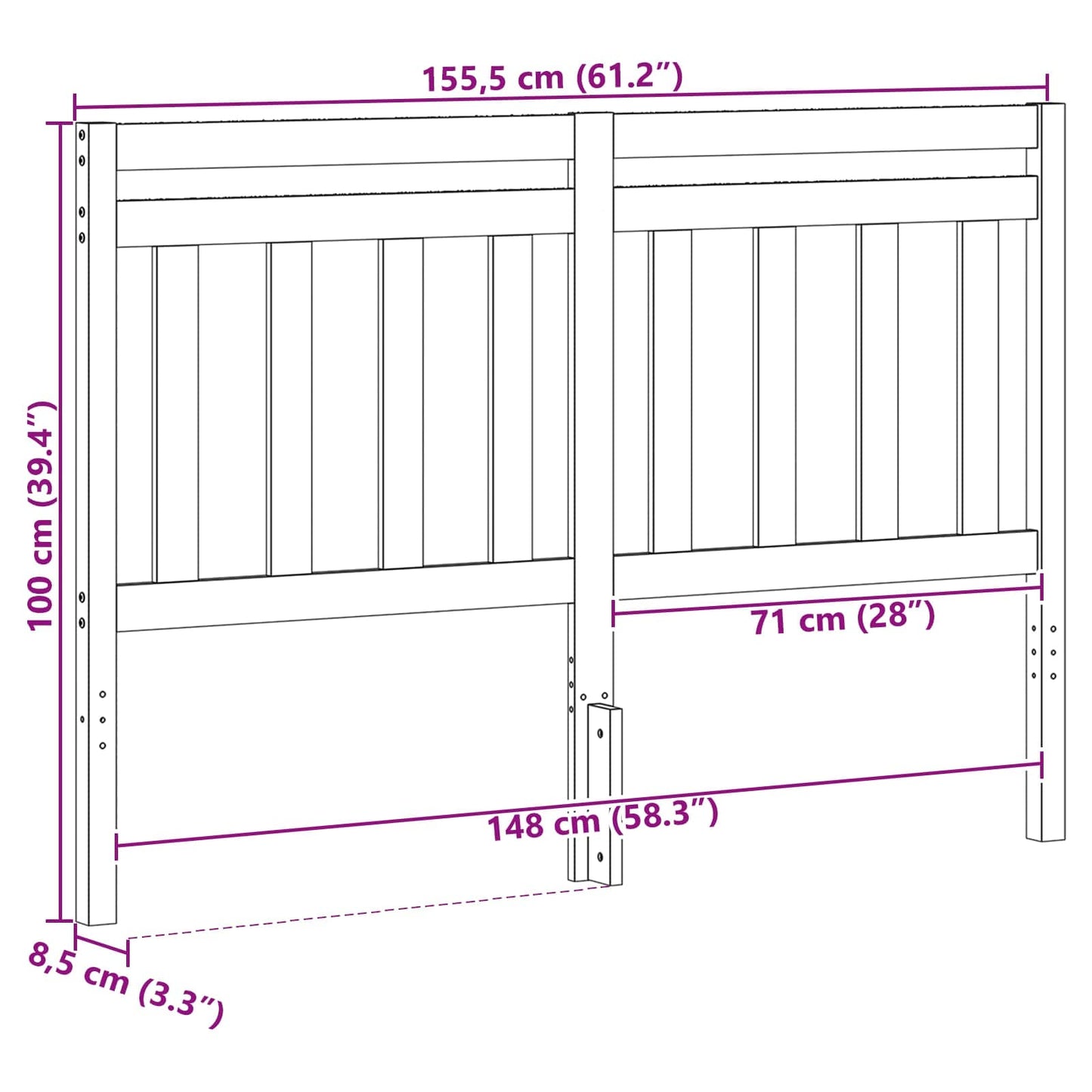 vidaXL Kopfteil mit Kopfteil Wachsbraun 155,5 x 100 cm