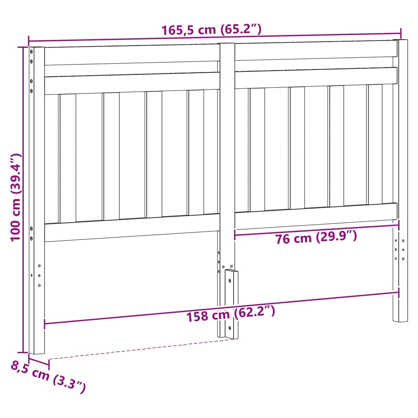 vidaXL Kopfteil mit Kopfteil Wachsbraun 165,5 x 100 cm