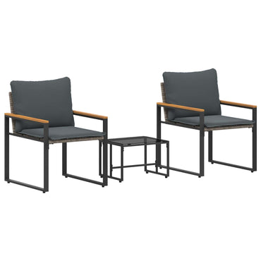 vidaXL Möbelsets mit Kissen 3 pcs Grau und Dunkelgrau Rattan