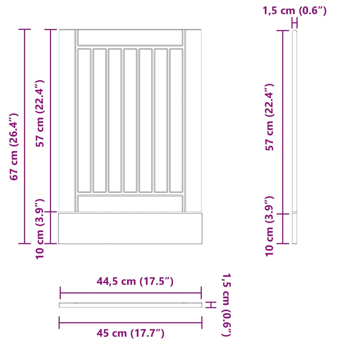 Küchenschrank Schwarz Eichen-Optik 45 x 1,5 x 67 cm