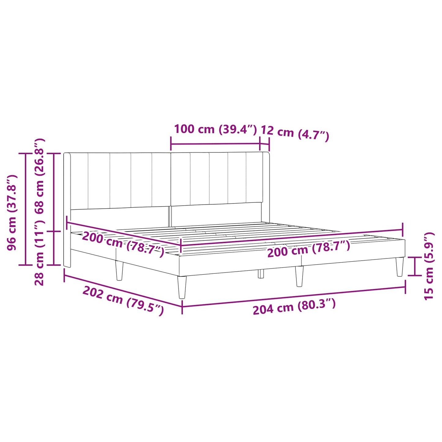 Bettrahmen mit Kopfteil Blau 200 x 200 cm Samt