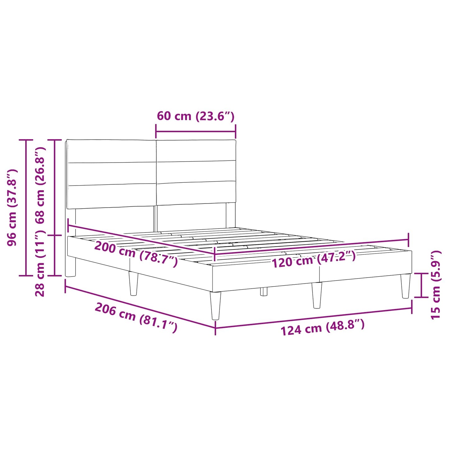 Bettrahmen mit Kopfteil Dunkelgrün 120 x 200 cm Stoff