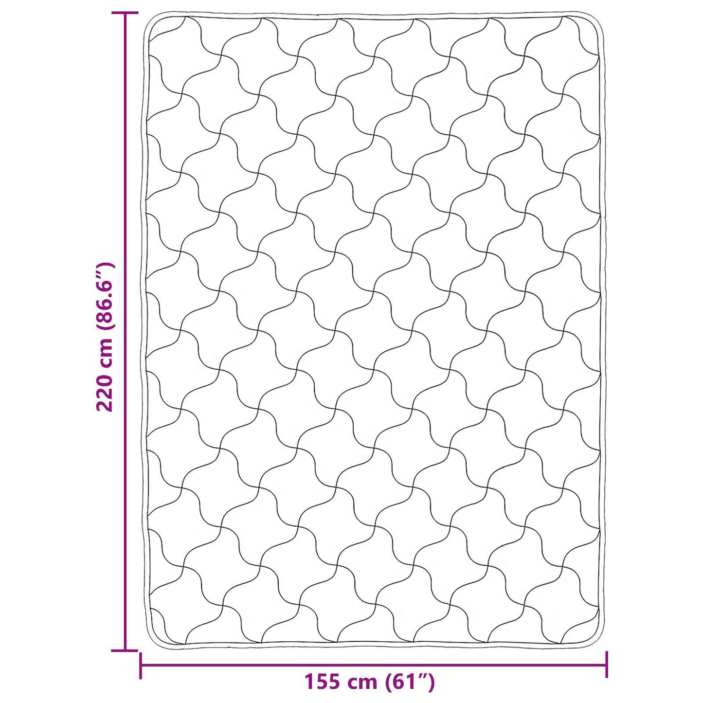 Ganzjahresbettdecke Gepolstert Schwarz 155 x 220 cm