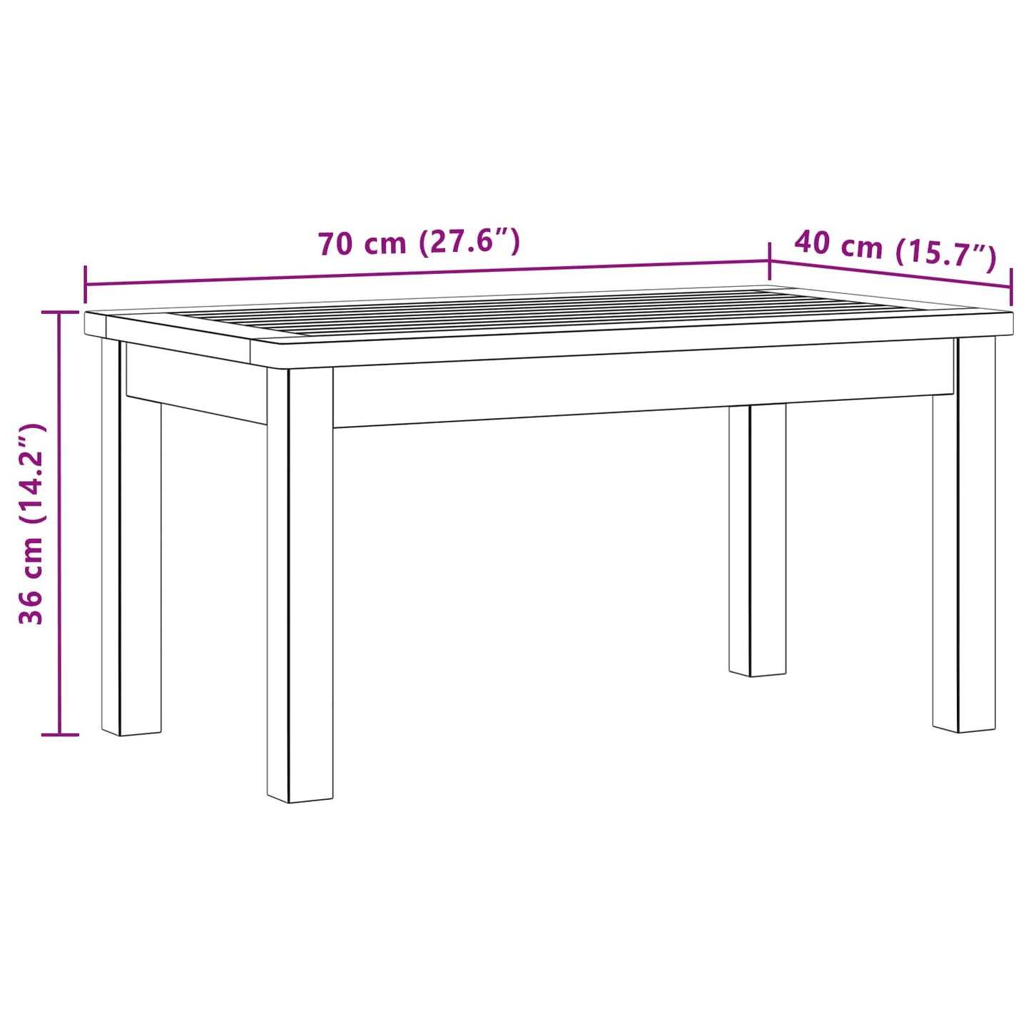 Couchtisch Helles Akazienholz 70 x 40 x 36 cm Massivholz Akazie