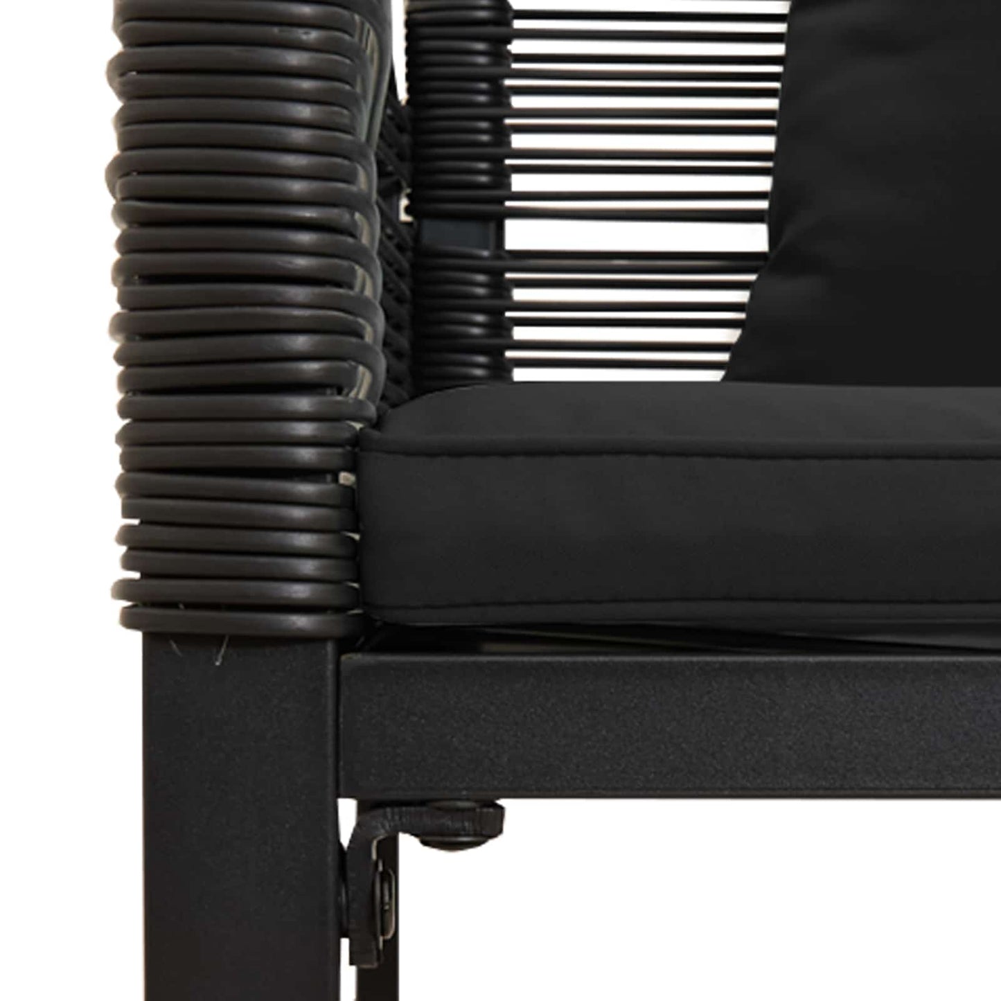 vidaXL Gartenmöbel Set mit Kissen 4 Stück Schwarz PE-Rattan
