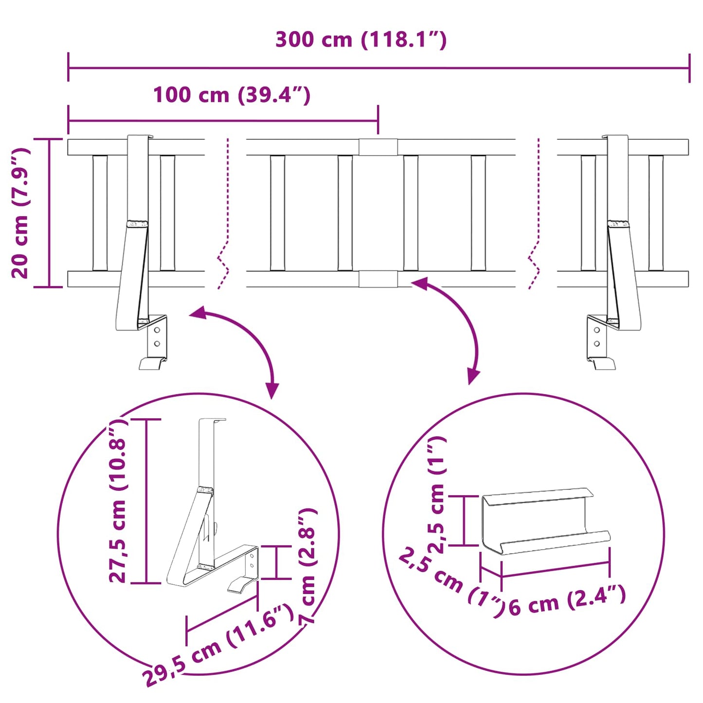 Dachschneeschild Anthrazit 300 x 29,5 x 34,5 cm Stahl