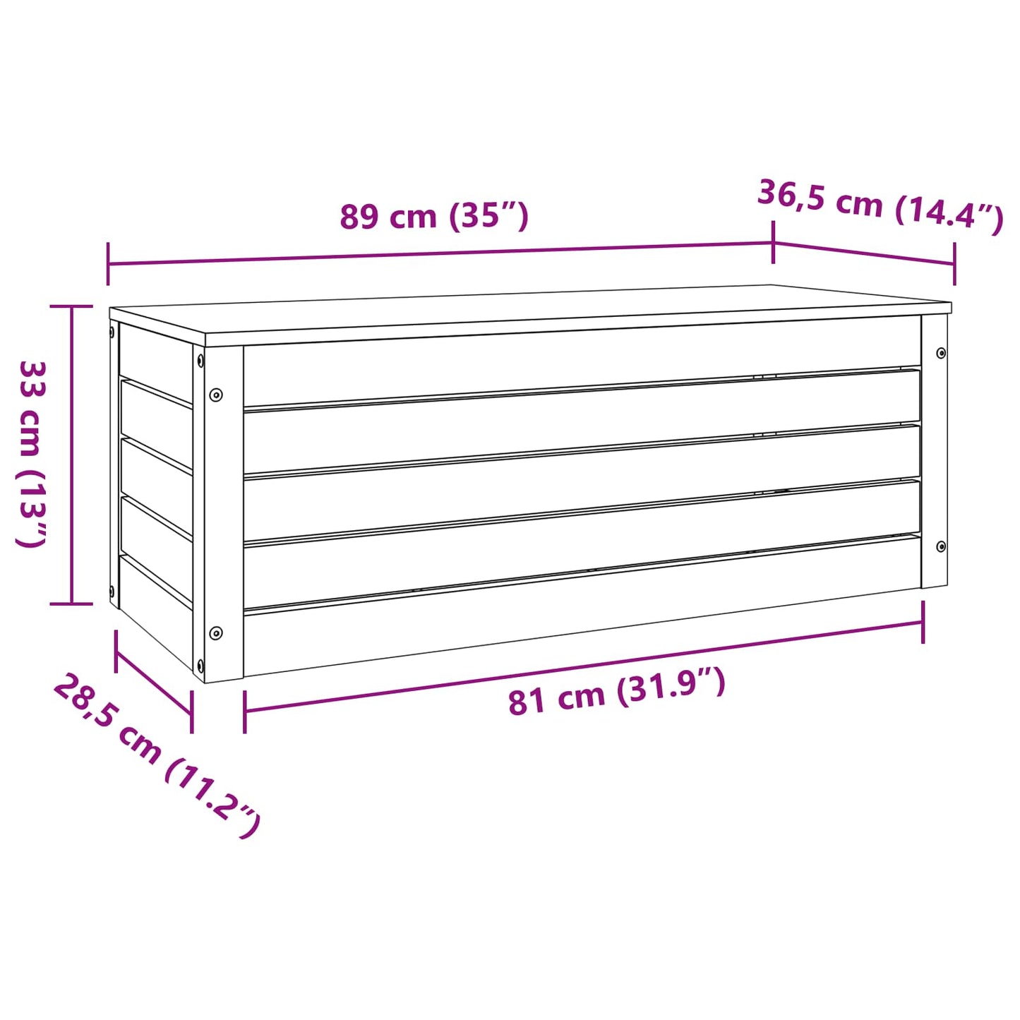 vidaXL Aufbewahrungsbox mit Speicher Wachsbraun 89 x 36,5 x 33 cm