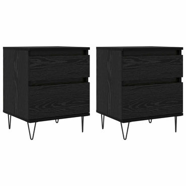 vidaXL Table de chevet noir aspect chêne 40 x 35 x 50 cm Bois d'ingénierie