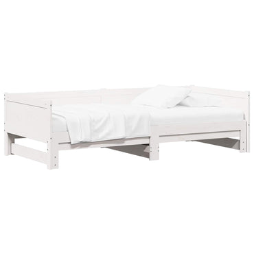 vidaXL Ausziehbares Tagesbett Weiß 180 x 200 cm Massives Kiefernholz