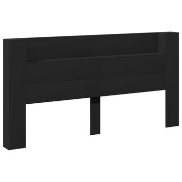 vidaXL Kopfteil mit Regal Schwarz 200 x 16,5 x 103,5 cm Holzwerkstoff