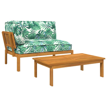 vidaXL Ensemble de canapés avec coussins motif feuille 2 pcs motif feuille Bois d'acacia massif