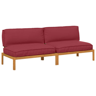 vidaXL Sofa Set mit Kissen Weinrot 240 x 92 x 69 cm Massivholz Akazie