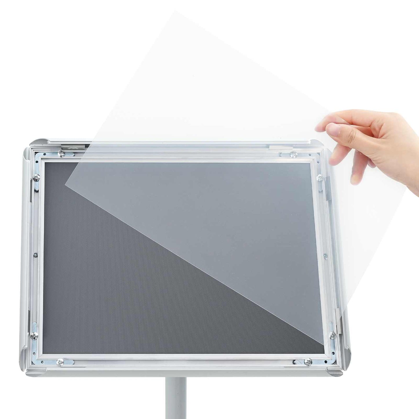 Podest-Posterständer Silber 33 x 33 x 126 cm PVC und Stahl