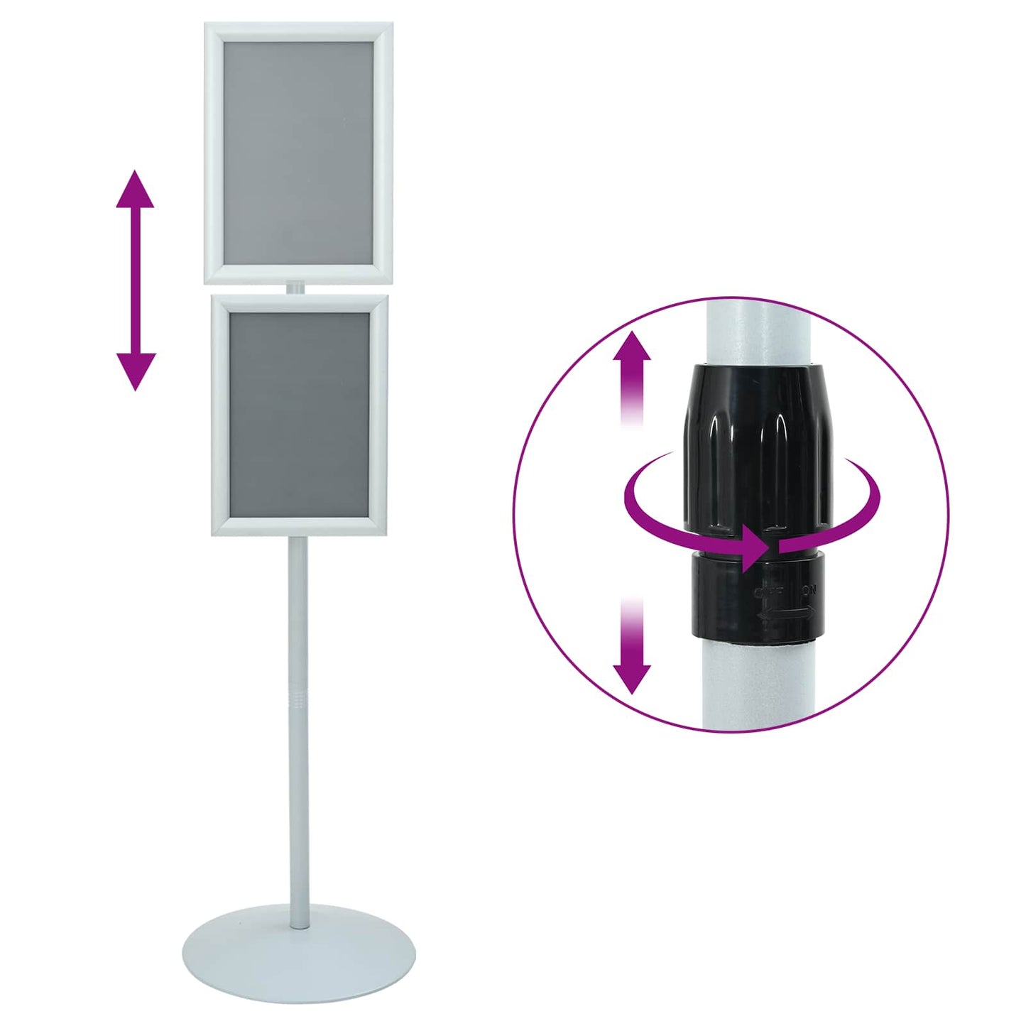 Podest-Posterständer Silber 33 x 33 x 123 cm PVC und Stahl