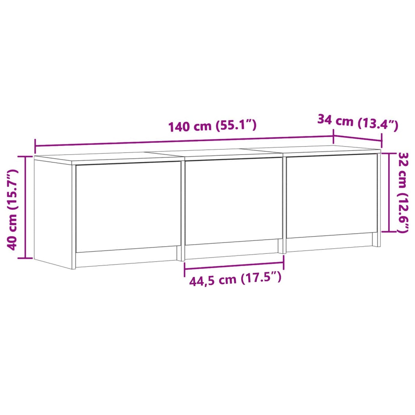 vidaXL Meuble TV avec LED Sonoma 140 x 34 x 40 cm Bois d'ingénierie