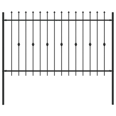 vidaXL Spießzaun Schwarz 200 x 130 cm Pulverbeschichteter Stahl