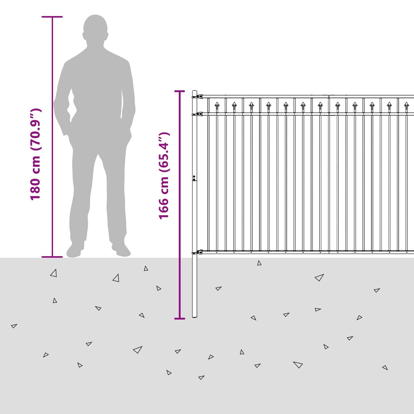 vidaXL Spitzenzaun Schwarz 200 x 166 cm Pulverbeschichteter Stahl
