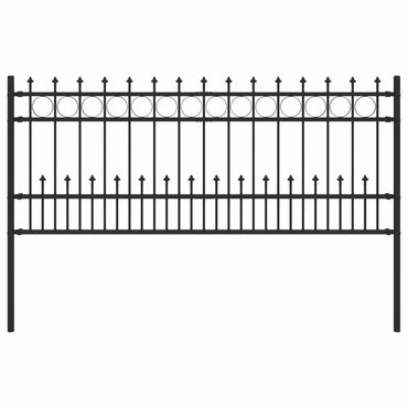 vidaXL Spike-Ringzaun Schwarz 200 x 130 cm Pulverbeschichteter Stahl
