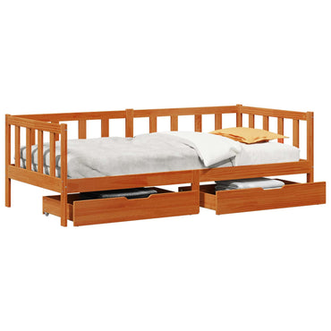 vidaXL Tagesbett mit Kopfteil 3 pcs Wachsbraun Massivholz Kiefer