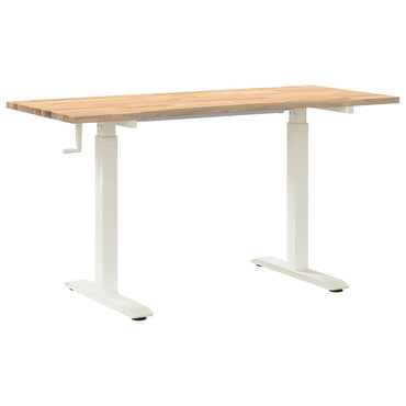 vidaXL Schreibtisch Weiß und Natur 140 x 60 cm Massivholz Eiche