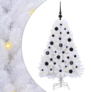 vidaXL Künstlicher klappbarer Weihnachtsbaum Weiß 120 cm PVC und Stahl