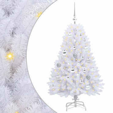 vidaXL Künstlicher klappbarer Weihnachtsbaum Weiß 120 cm PVC und Stahl