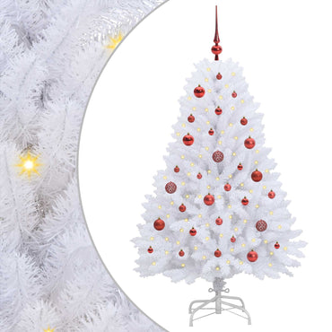 vidaXL Künstlicher klappbarer Weihnachtsbaum Weiß 150 cm PVC und Stahl