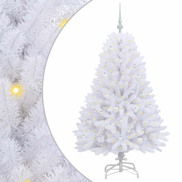 vidaXL Künstlicher klappbarer Weihnachtsbaum Weiß 150 cm PVC und Stahl