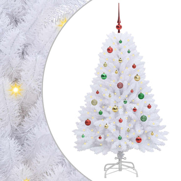 vidaXL Künstlicher klappbarer Weihnachtsbaum Weiß 150 cm PVC und Stahl