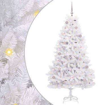 vidaXL Künstlicher klappbarer Weihnachtsbaum Weiß 180 cm PVC und Stahl