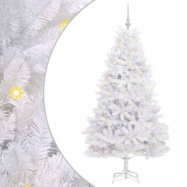 vidaXL Künstlicher klappbarer Weihnachtsbaum Weiß 180 cm PVC und Stahl